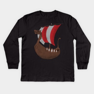 Viking Ship red Kids Long Sleeve T-Shirt